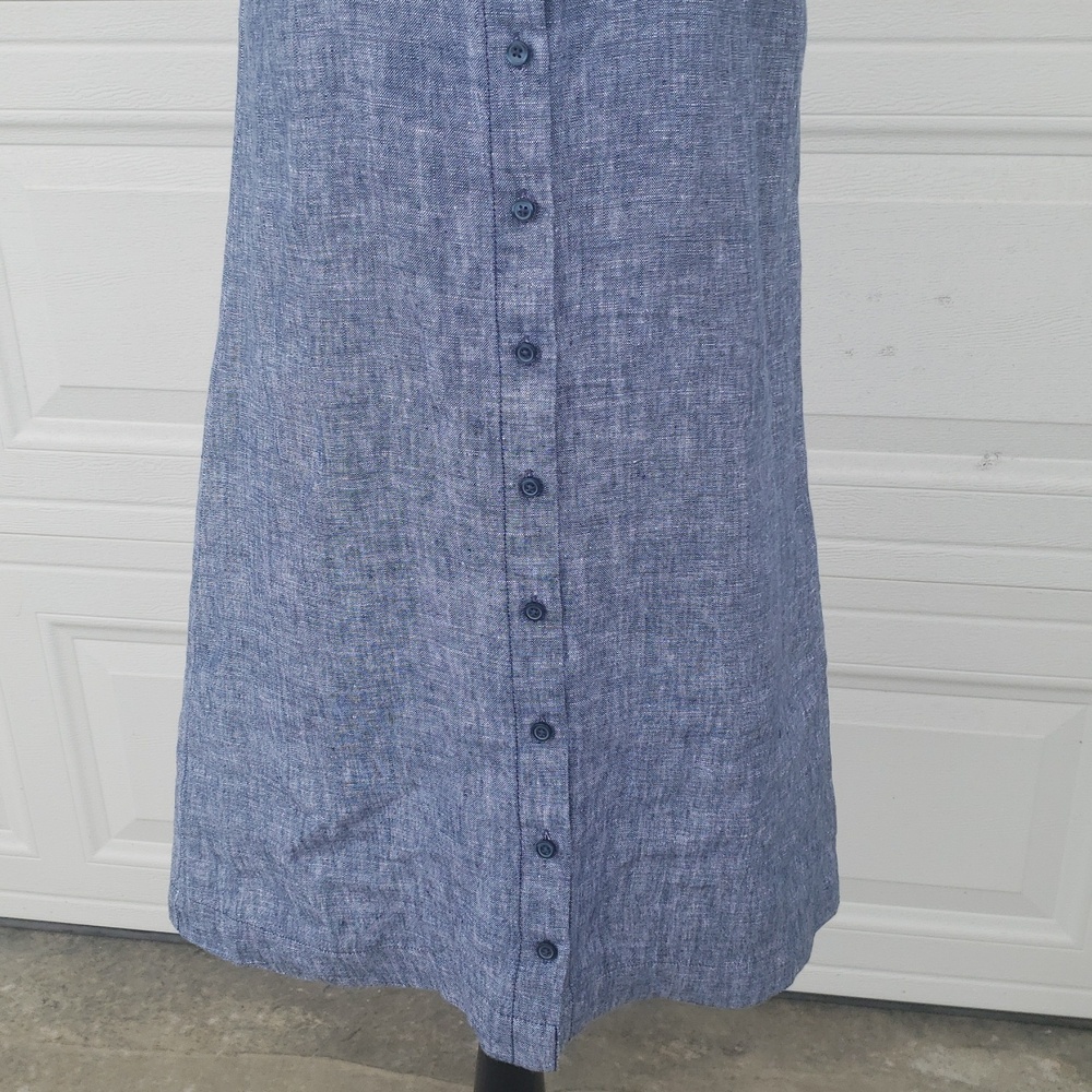 Garnet Hill 100% Linen Classic Full Button Front Shirtdress Size 2 Coastal Blue - Picture 4 of 16